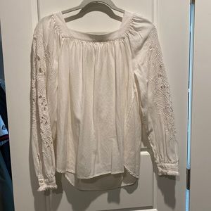 LOFT spring embroidered sleeve blouse